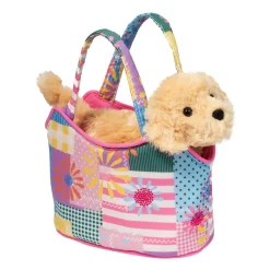 Clearance Douglas Toys Patchwork Floral Sassy Sak With Golden Retriever