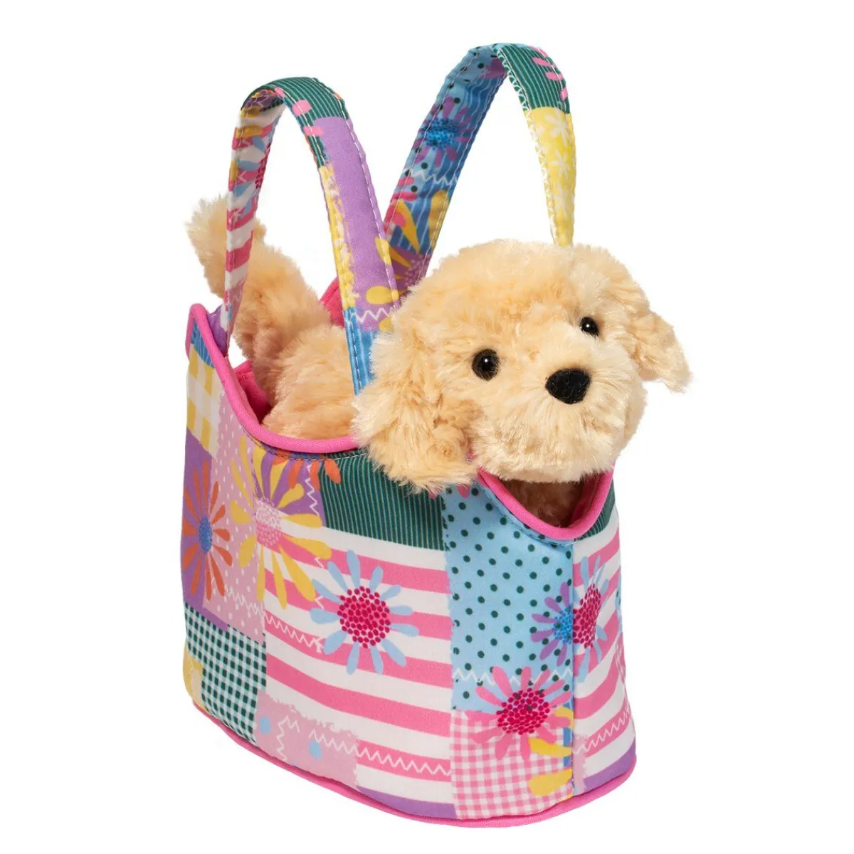 Clearance Douglas Toys Patchwork Floral Sassy Sak With Golden Retriever