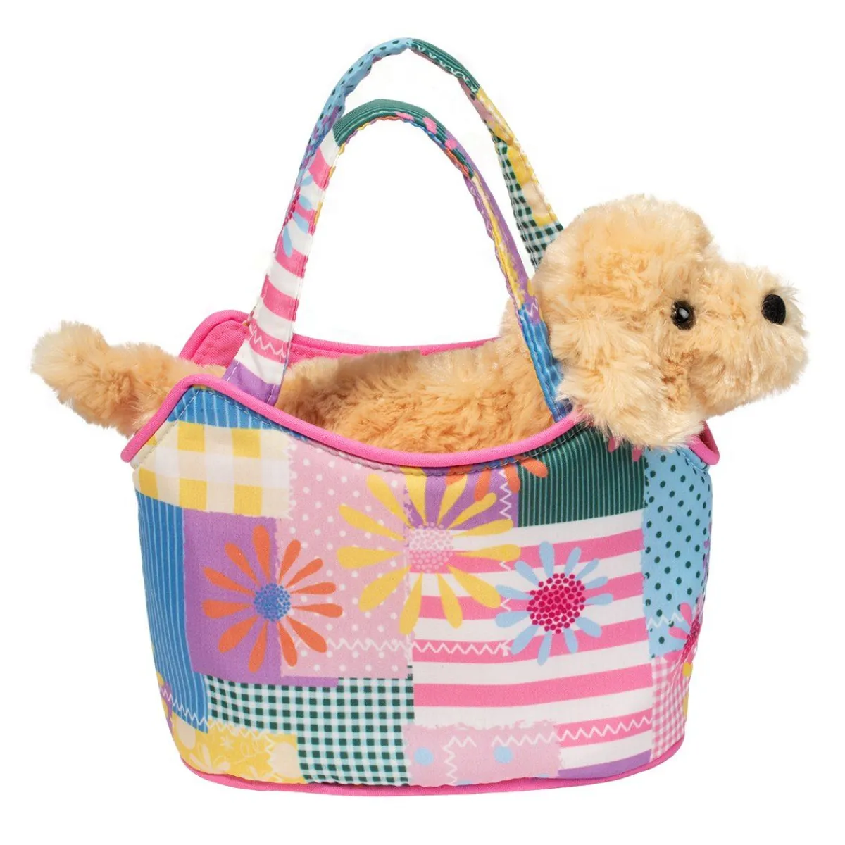Clearance Douglas Toys Patchwork Floral Sassy Sak With Golden Retriever